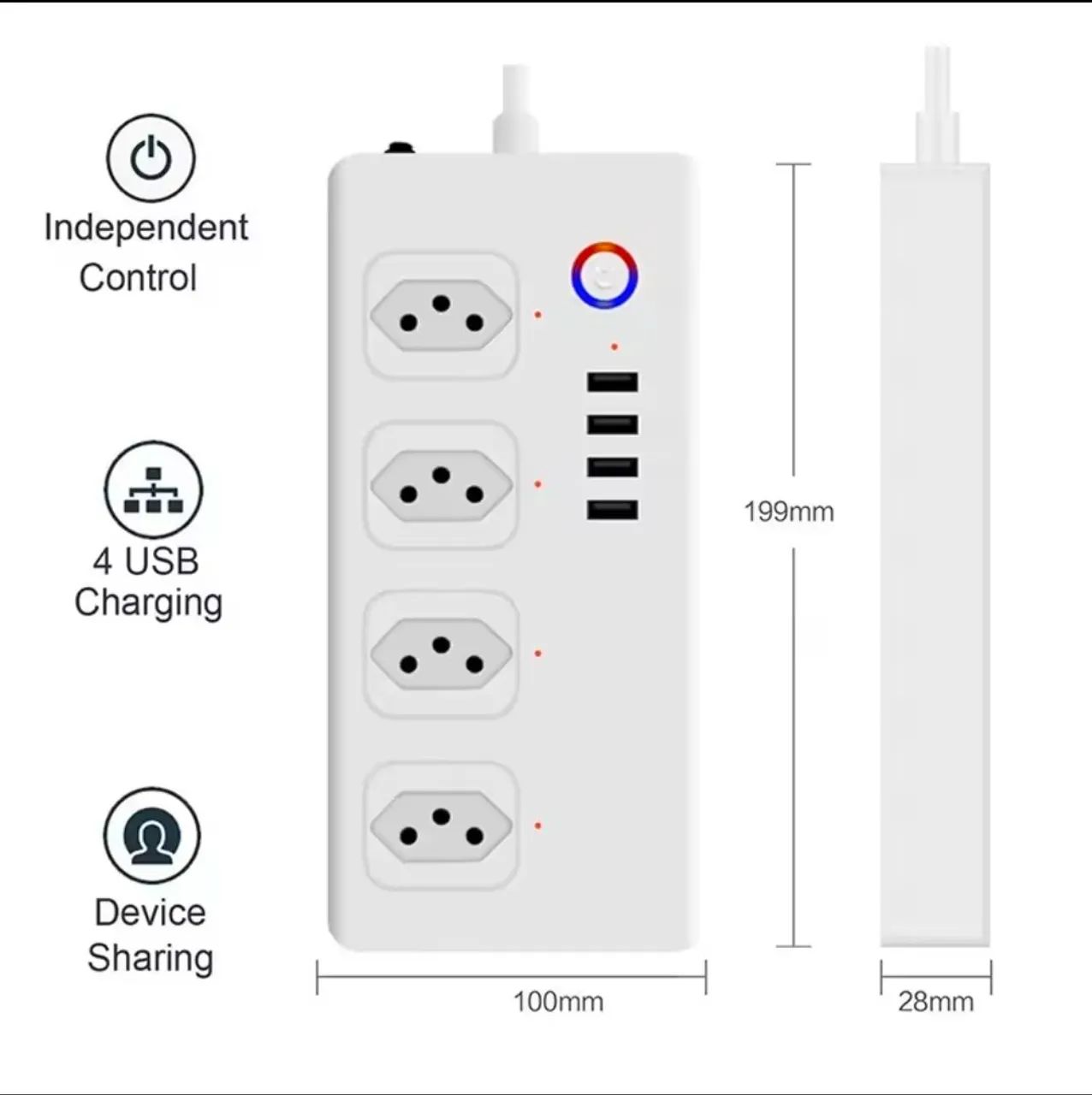 Tomada Smart Wi-Fi Alexa 1.5m 8 Portas - Foto 2