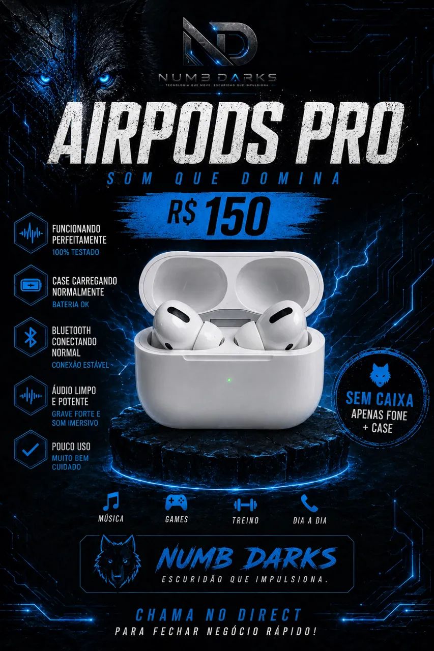 AirPods Pro funcionando perfeitamente pouco uso 