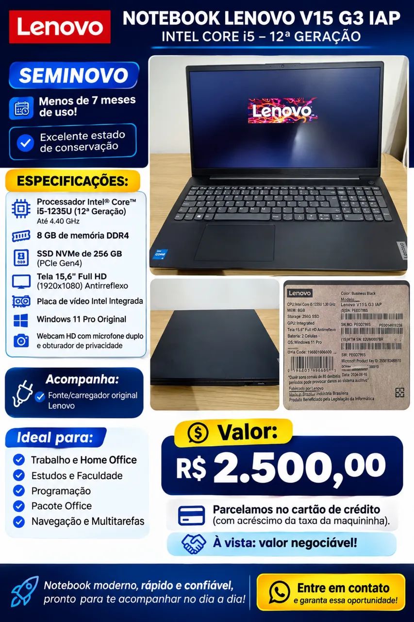 Vende-se notebook Lenovo NOVO