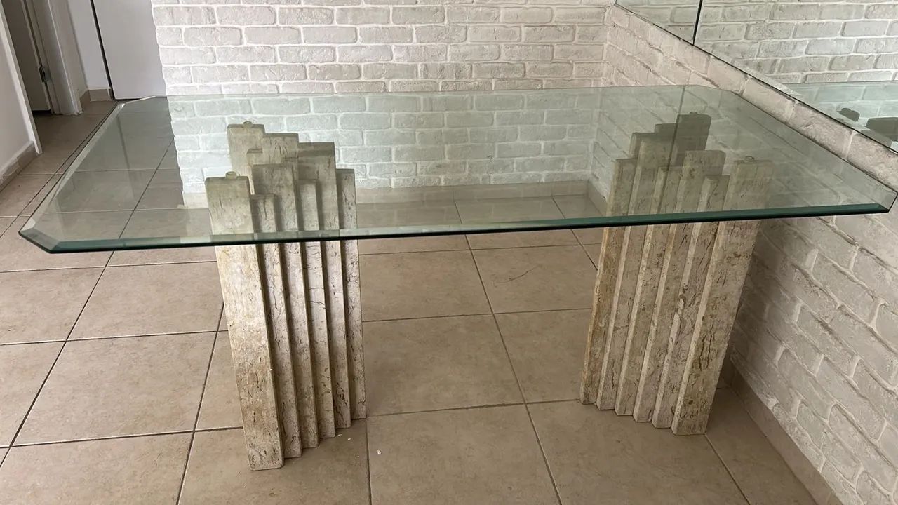 Mesa de vidro com base de mármore - Foto 2