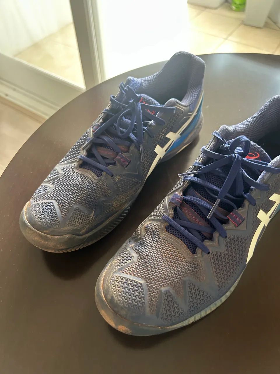 るい0o Tênis Asics GEL-Resolution 8 Clay Branco e Azul - Calçados