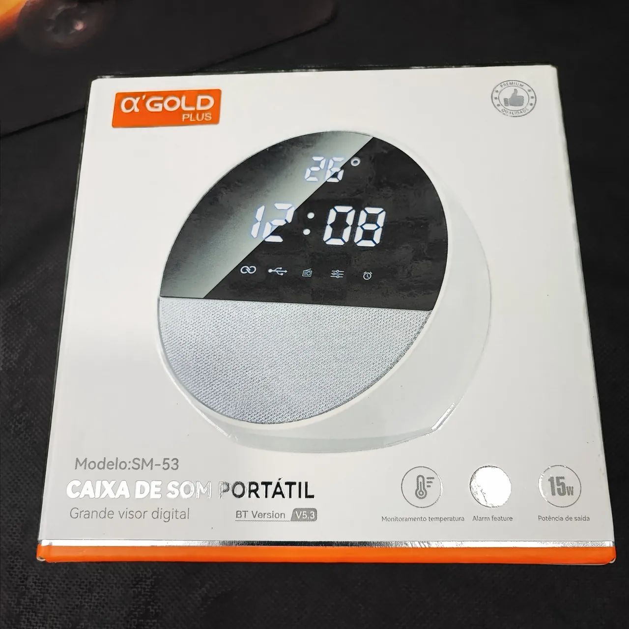Caixa de som com bluetooth relógio digital e despertador 