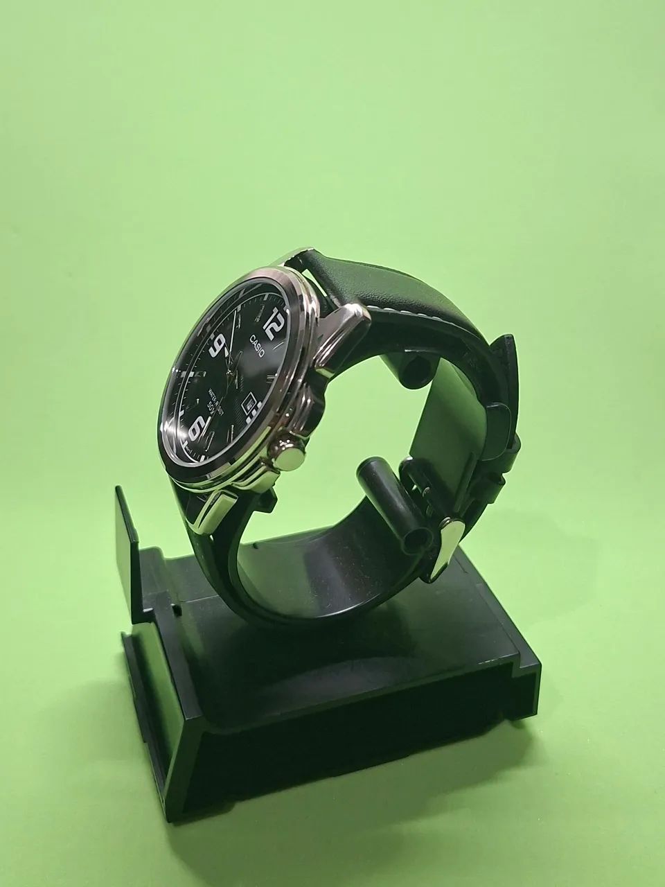 CASIO MODELO MTP-1314PL-8AV - FUNDO PRETO - PULSEIRA EM COURO - Foto 3