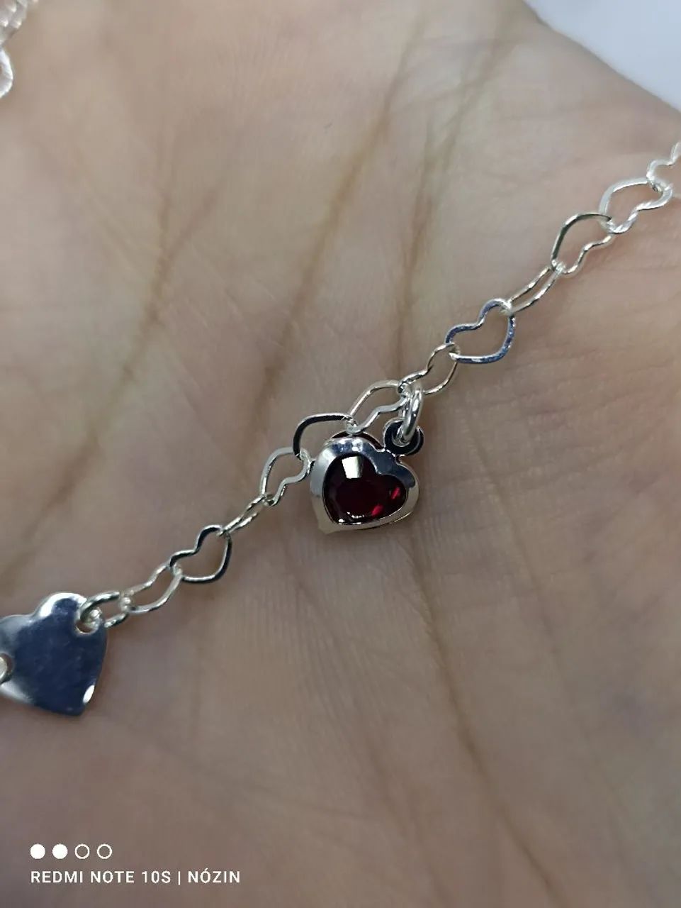 Pulseira banhada a prata com zirconia vermelha. - Foto 4