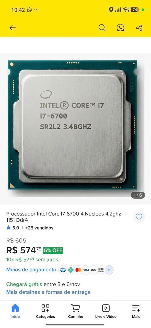 Processador i7 6700 perfeito estado. Aceito troca 