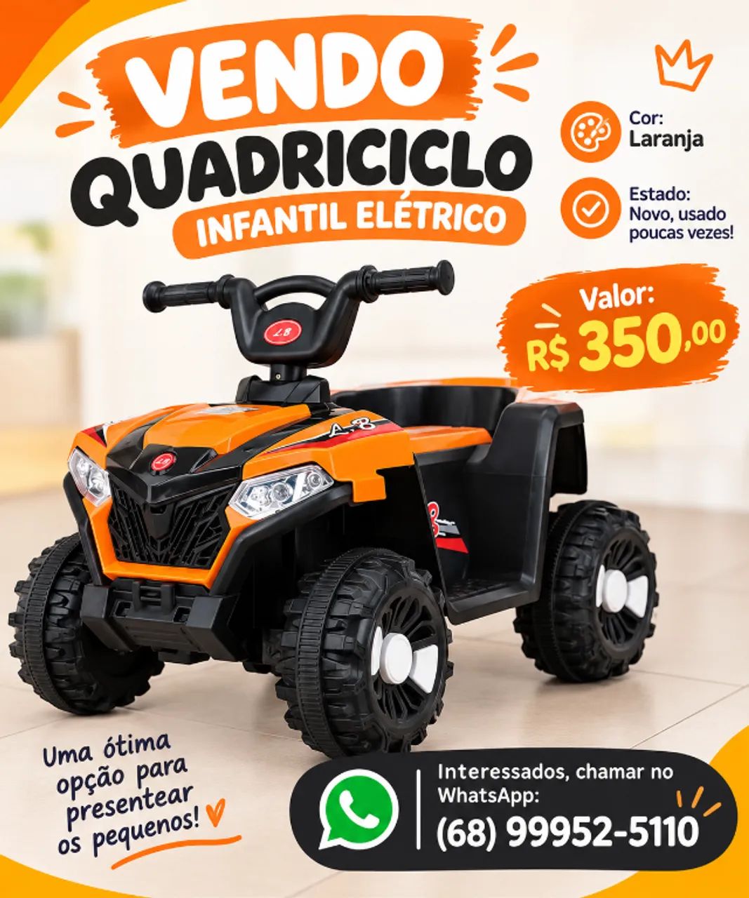 Quadriciclo elétrico infantil