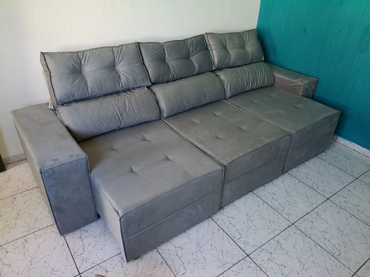 SOFA RETRATIL 2M70 COM MOLAS DE FABRICA, PAGA NA ENTREGA FRETE GRÁTIS 