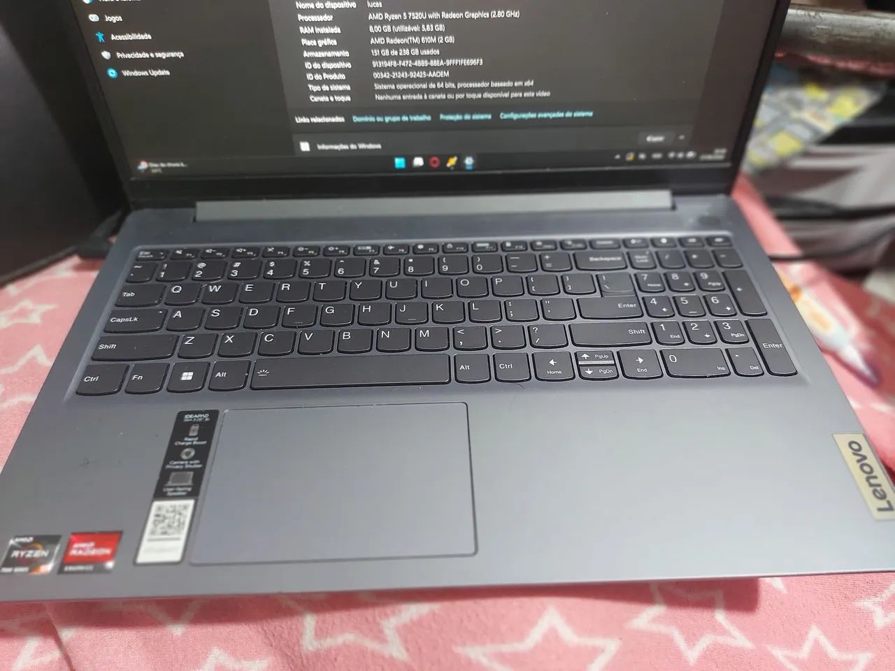 Notebook Ryzen 5 7520U Placa de vídeo 2Gbs - Foto 3