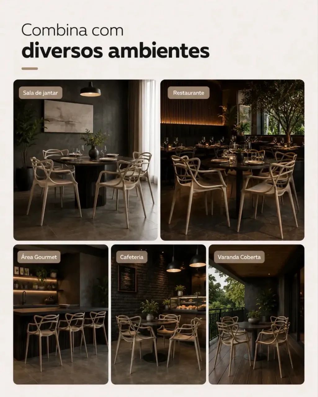 Kit 6 cadeiras empilhavel 