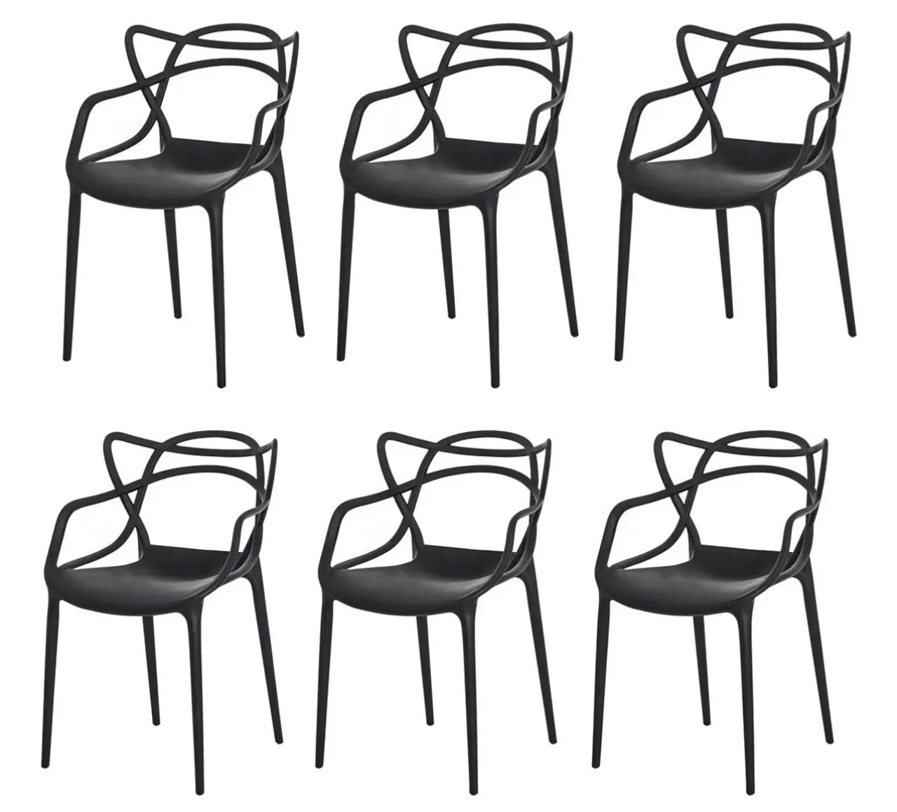 6 Cadeiras Estilo Eames Masters Pretas - Excelente Estado - Foto 2