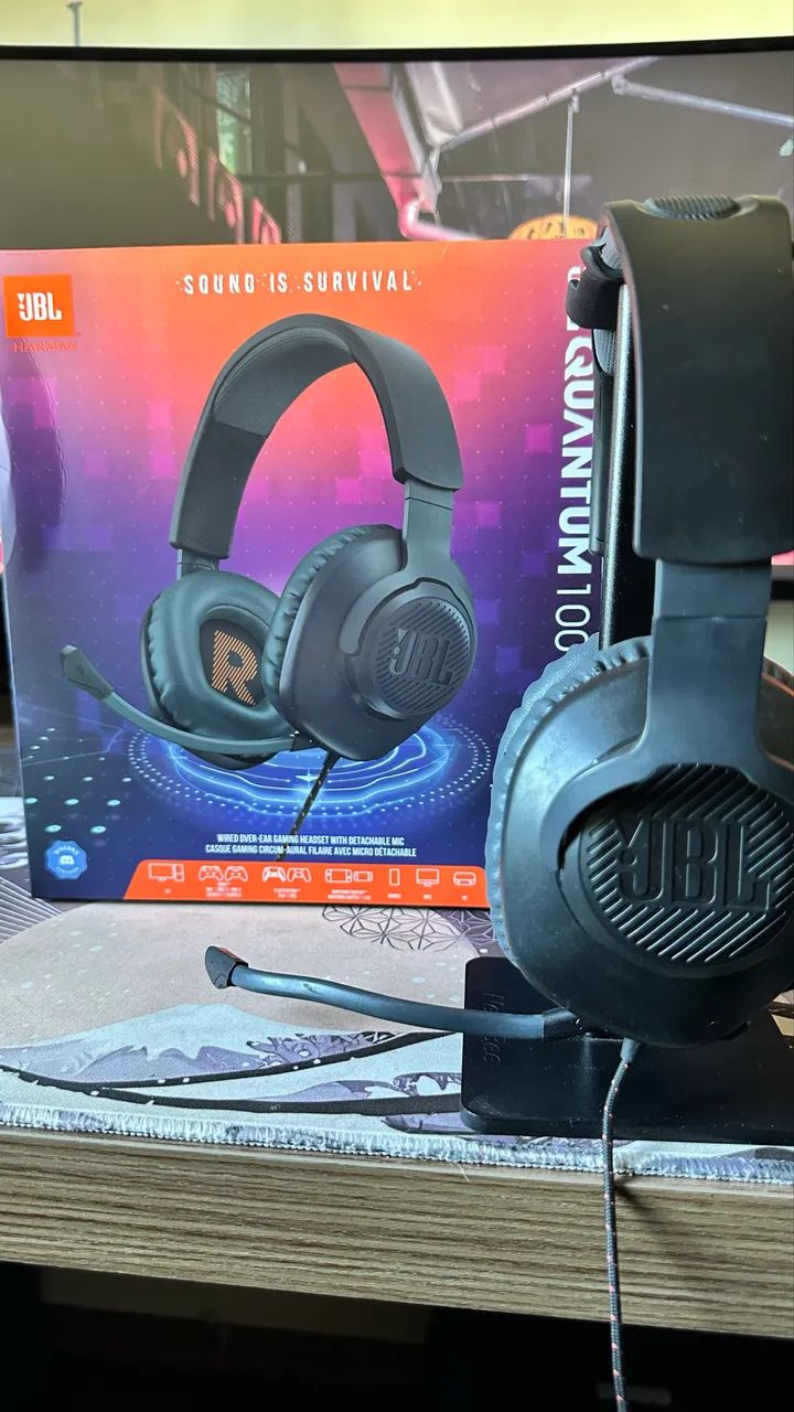 Headset Gamer JBL Quantum 100 com Microfone Removível - Completo na Caixa - Foto 2