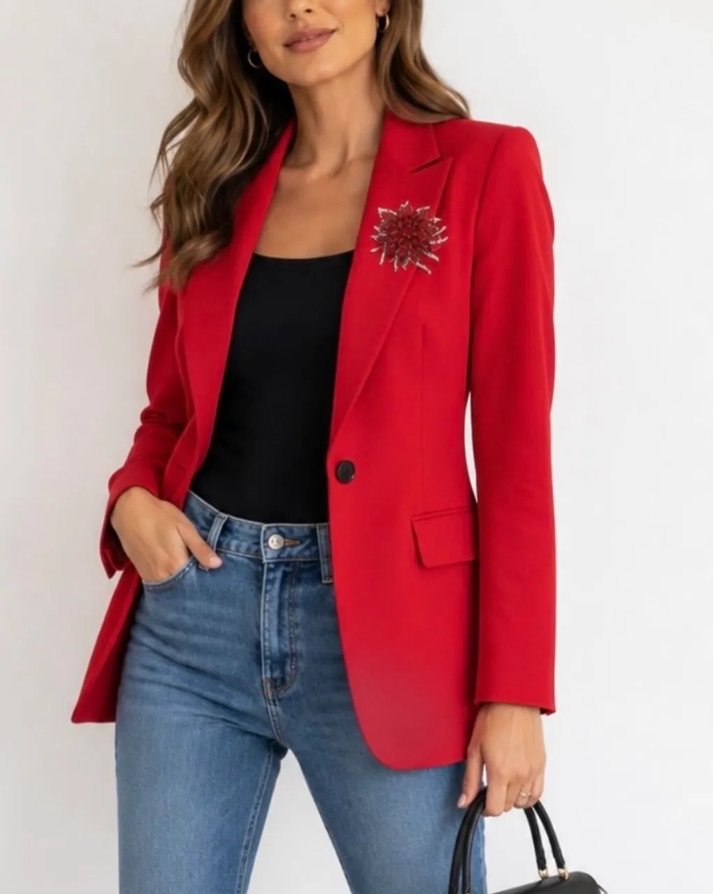 Broche vermelho de flor novo  - Foto 4