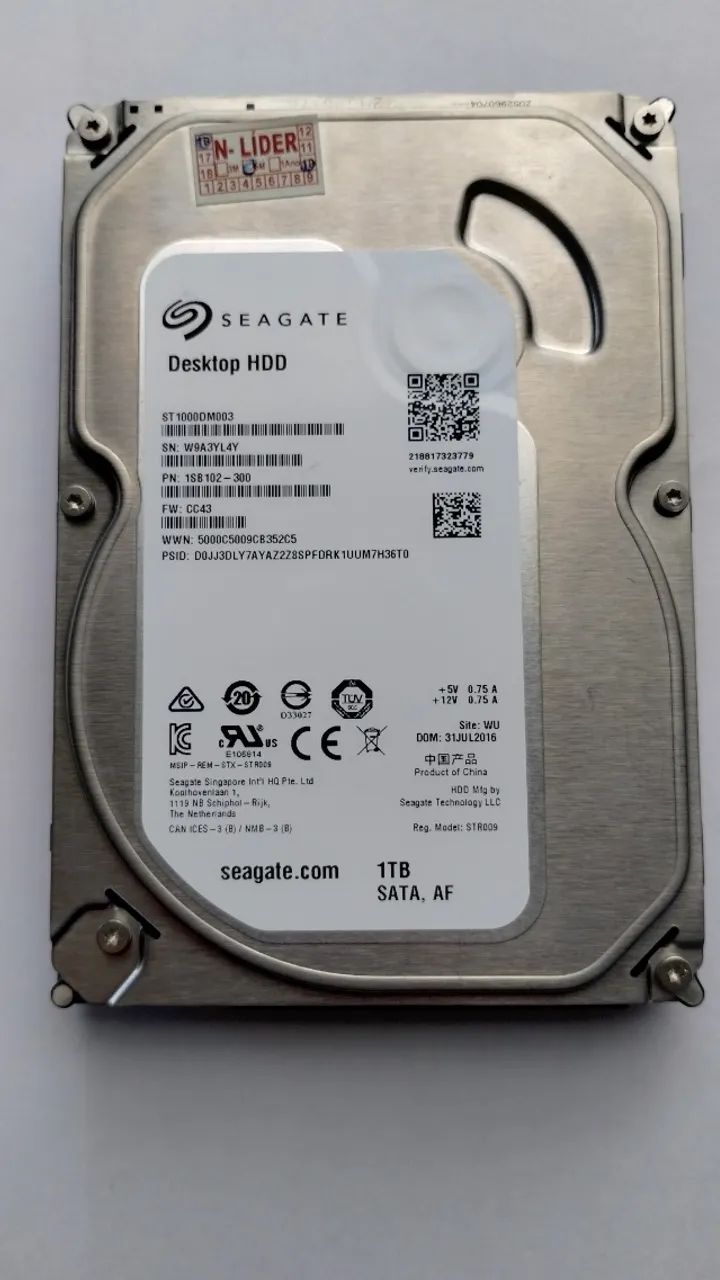 HD Seagate 1TB 7200 RPM 3.5 Polegadas