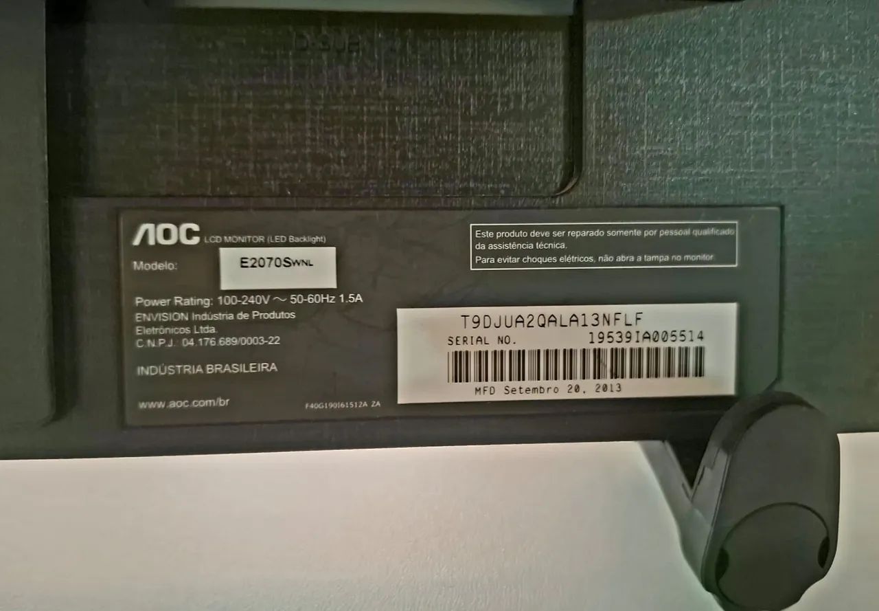 Monitor AOC E2070SWNL 19,5" VGA + Cabo de Força  - Foto 3