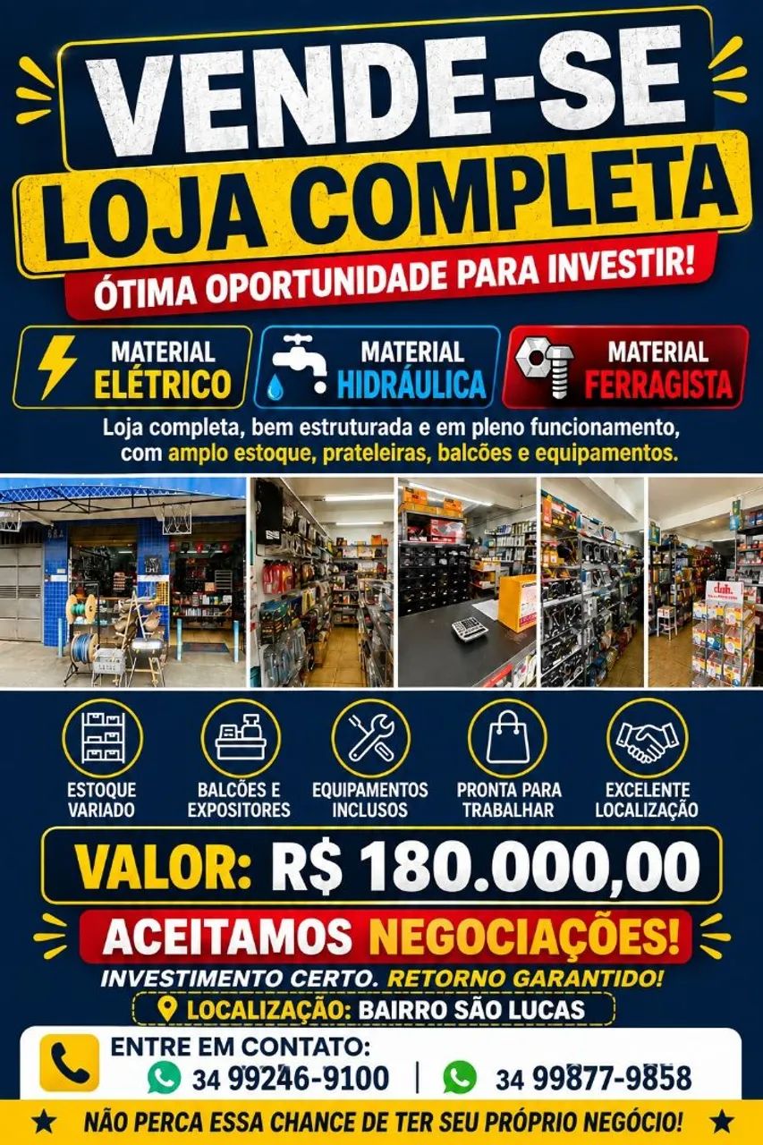 Vendo loja de ferragista completa