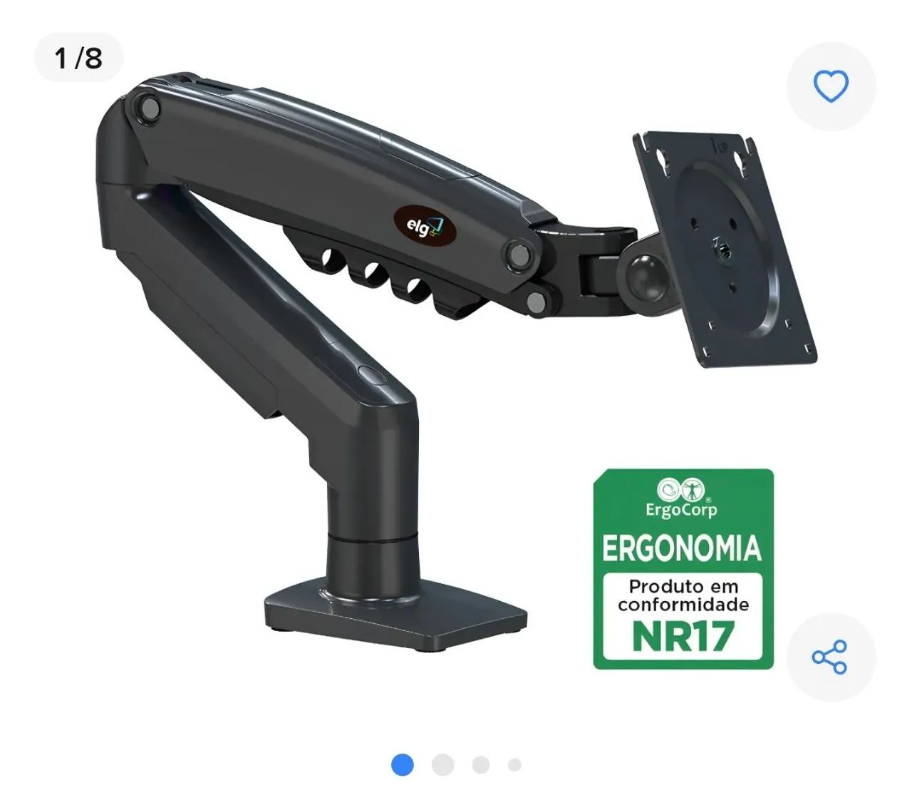 Suporte Articulado Mesa Elg, Pistão Gás