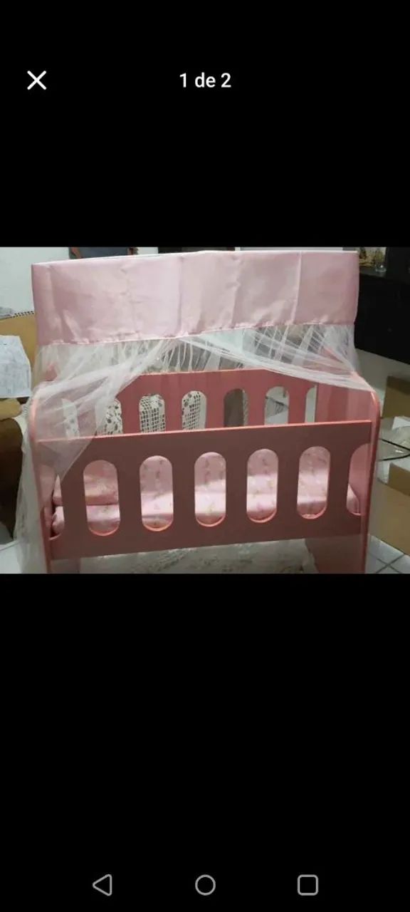 Vede se mini berço rosa com colchão semi novo - Foto 2