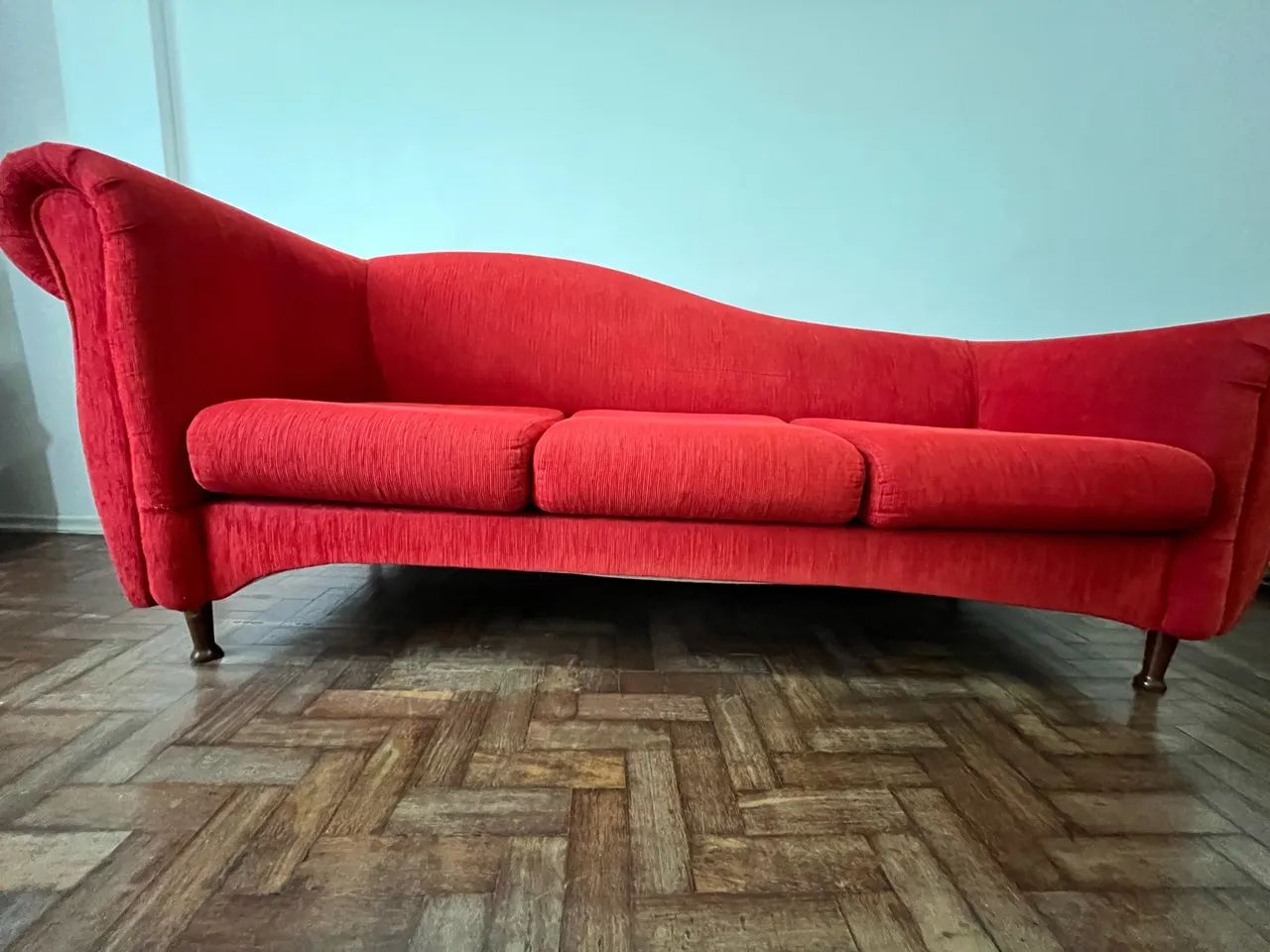 Sofá Retrô Vintage Vermelho 3 Lugares - Estilo Recamier / Divã - Foto 3