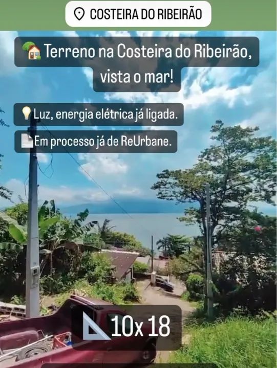 Terreno com vista para o mar no Ribeirão da ilha, energia elétrica  ligada 