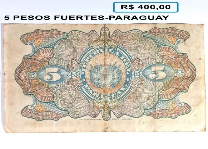 Cédula Cinco pesos fuertes  -  Paraguay - Foto 2