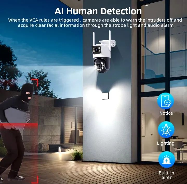Câmera de segurança Dupla  PTZ Wi-Fi Uso externo - Foto 4