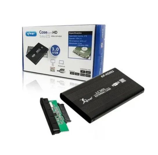 CASE HD 2,5? USB 3.0 SATA KNUP KP-HD003 PRETO / PRATA