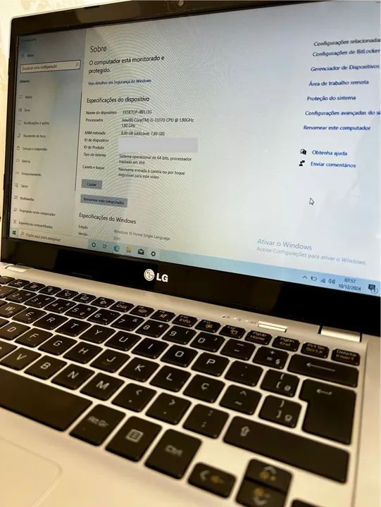 Notebook LG com Windows 10 I5 8GB 240GB SSD