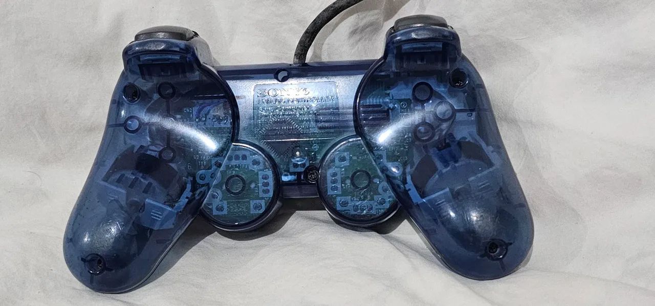 CONTROLE SONY TRANSLÚCIDO ORIGINAL PS2 IMPECÁVEL PARA COLECIONADORES - Foto 2