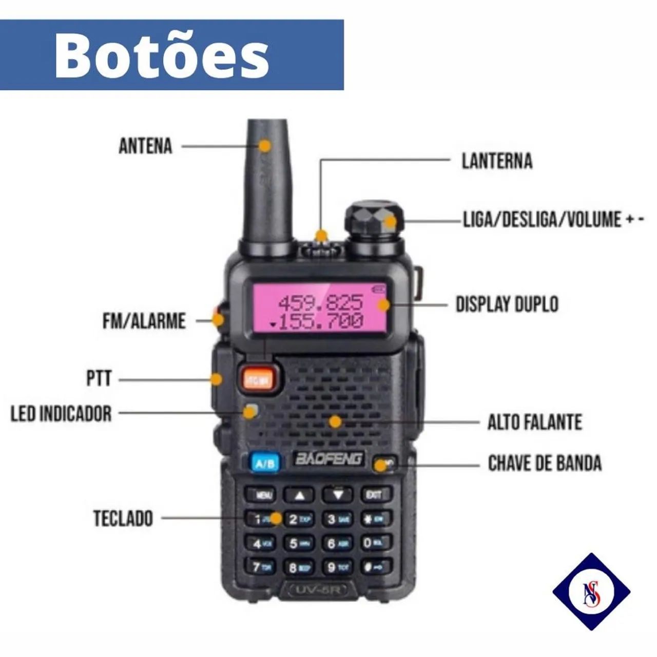 Rádio Comunicador Baofeng 5R Novo Todos Acessórios  - Foto 3