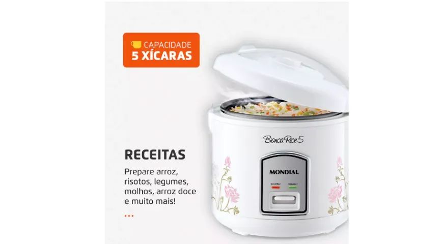 Panela De Arroz Bianca Rice 5 400w Branco Mondial Frequência 60hz 127V