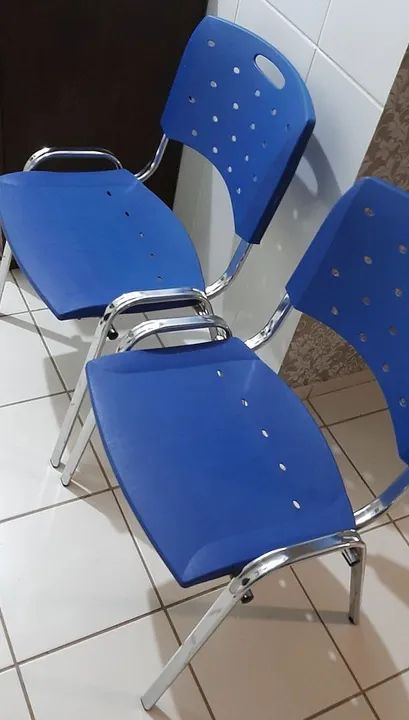 Cadeiras Secretária Escritório Azul - Foto 5