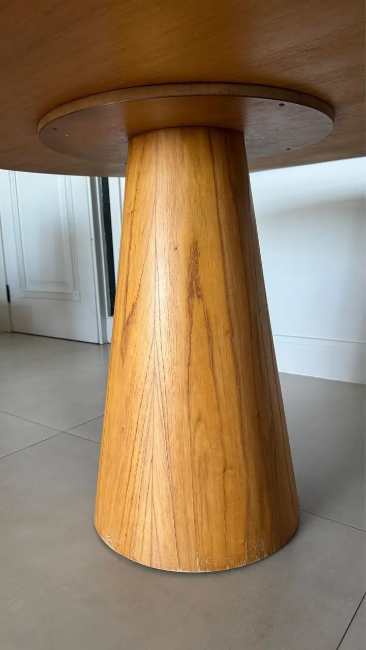 Mesa de jantar redonda em lâmina de madeira 64840795017986122