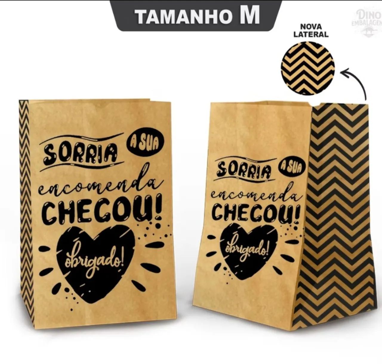Sacolas de Papel Kraft Personalizadas - Sorria sua encomenda chegou!