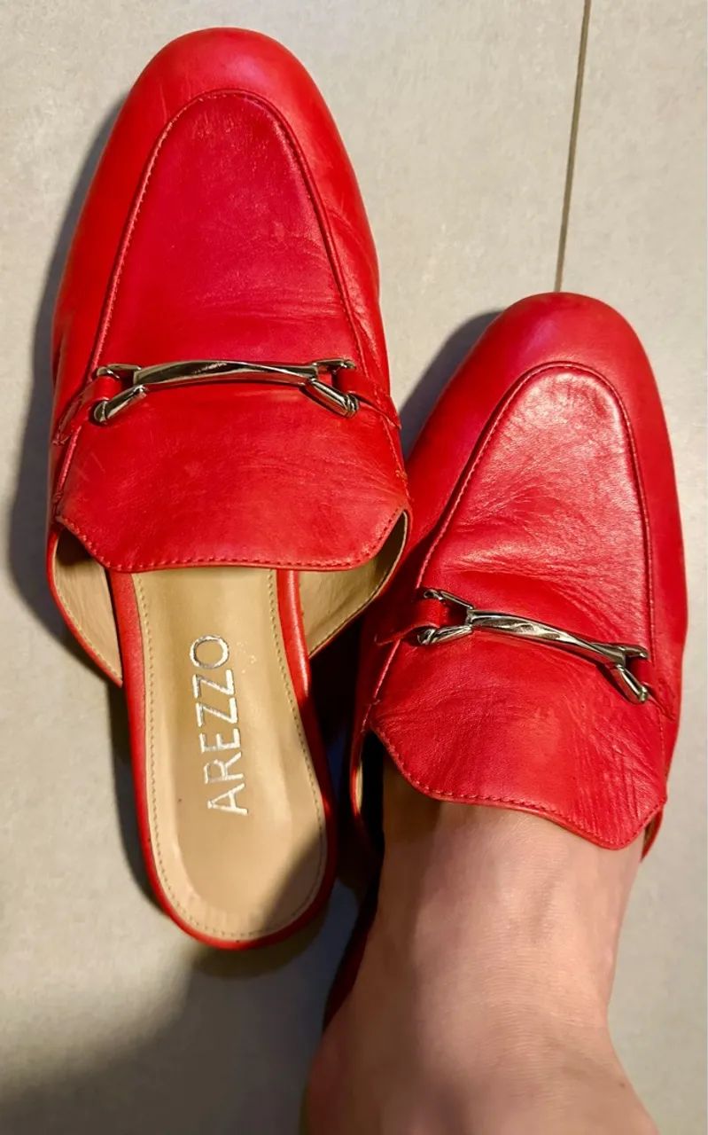 Mule Arezzo vermelho couro  - Foto 2