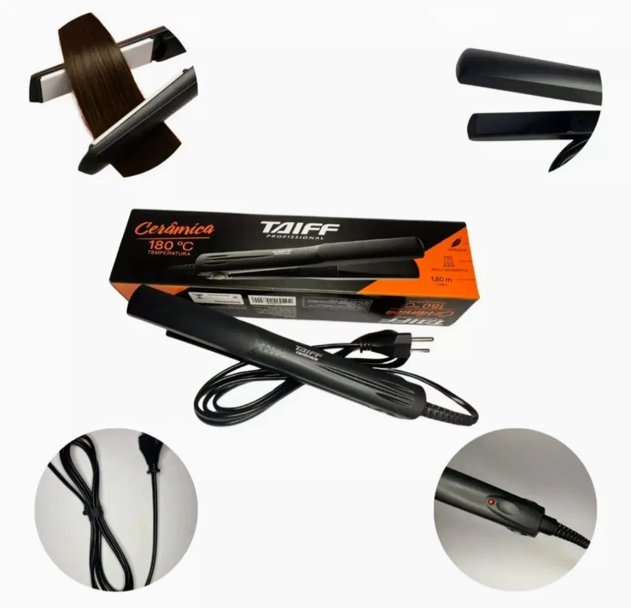Chapinha Escova Elétrica Profissional Taiff Cerâmica 180ºC Nova + Nota Fiscal! - Foto 3