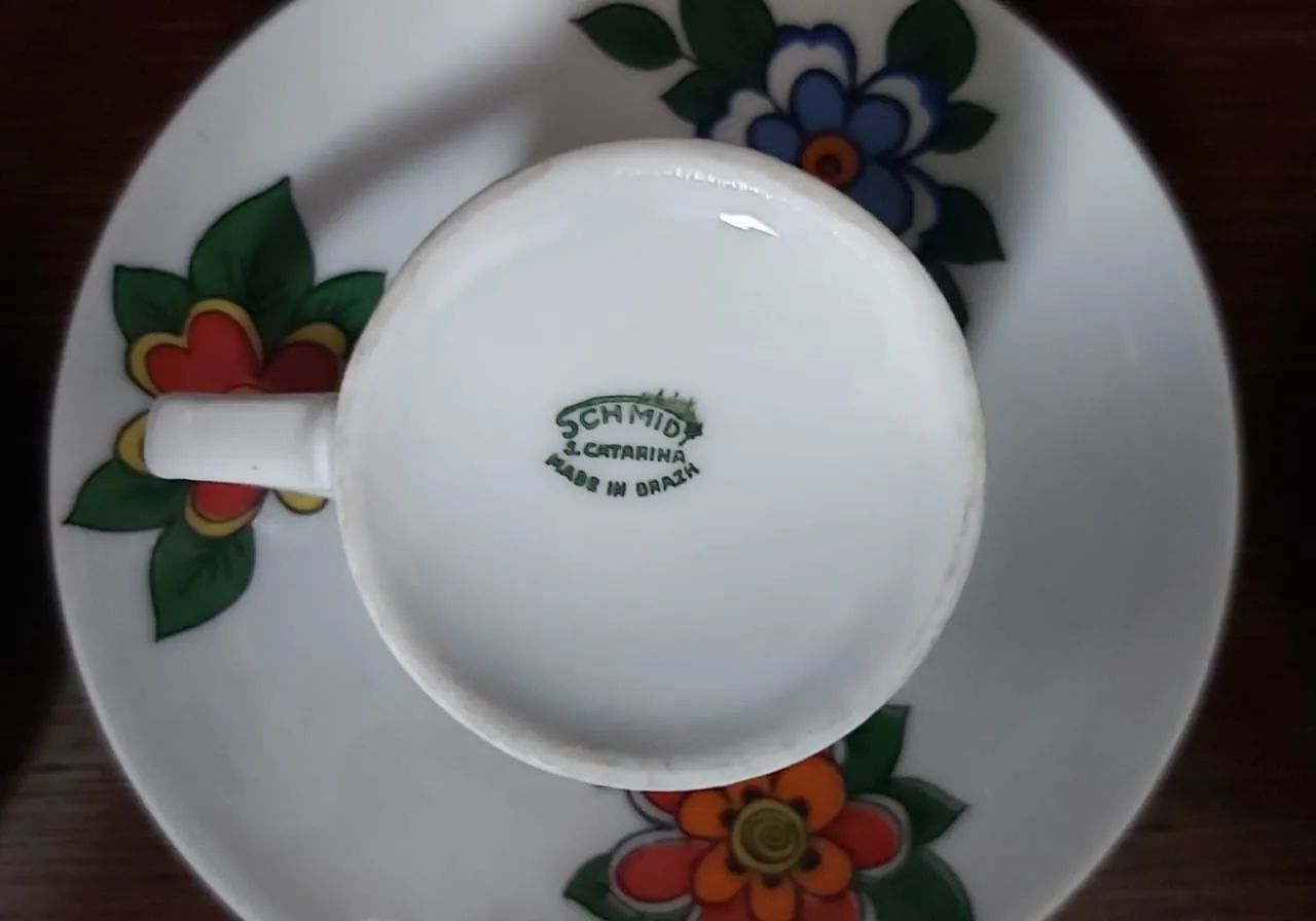 Jogo de Café Anos 70 SCHMIDT com Flores - Foto 3