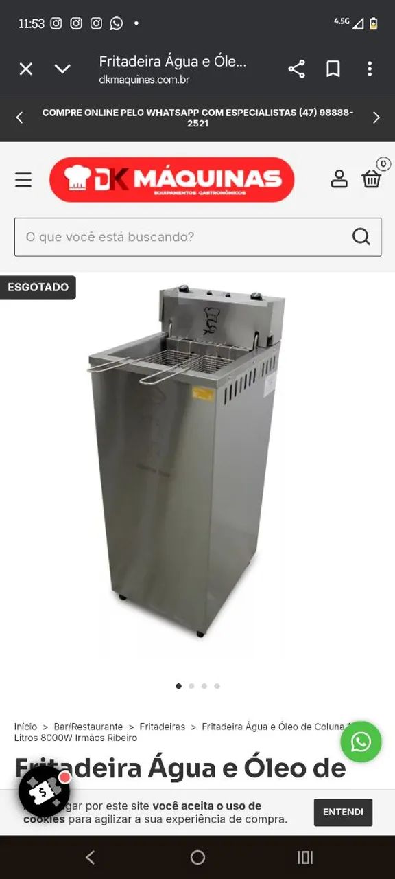 VENDO FRITADEIRA ELÉTRICA DA MARCA RIBEIRO INOX ÁGUA E ÓLEO. INOX - Foto 2