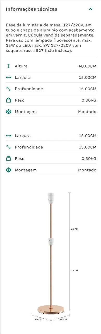 Par de Base de luminária sem cúpula  - Foto 5
