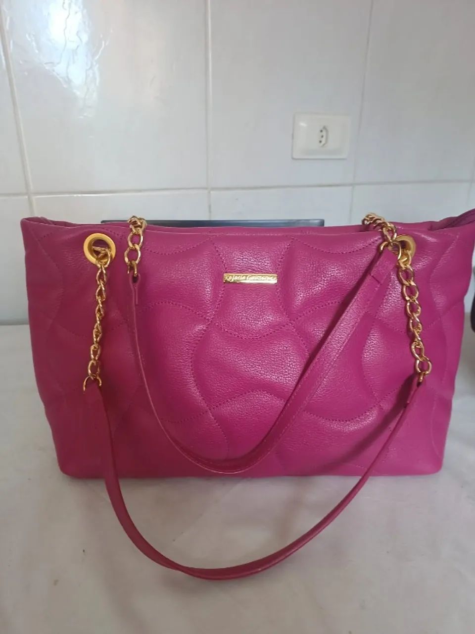 Bolsa em couro legítimo Rafaela Guimaraes Pink