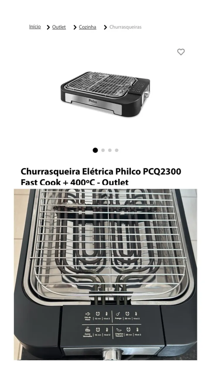 Churrasqueira Elétrica Philco PCQ2300 Fast Cook