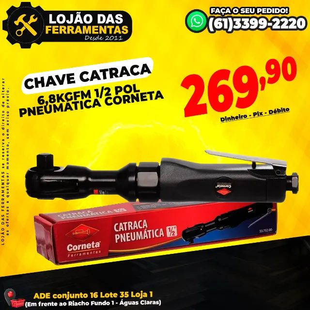 Chave Catraca 6,8Kgfm 1/2 Pol Pneumática Corneta