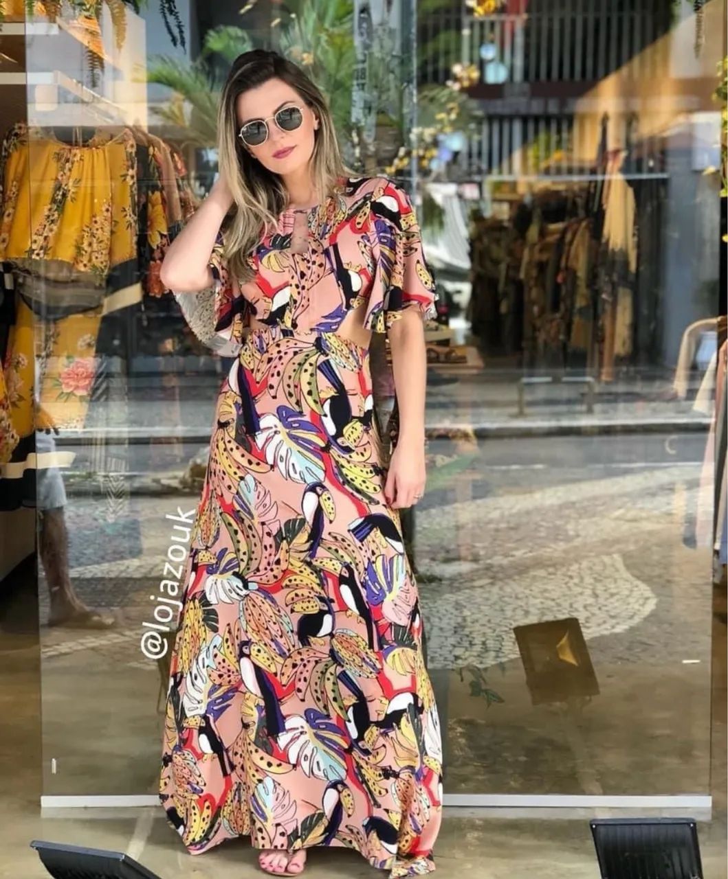 Vestido Longo Farm Cachos de Tucano - M