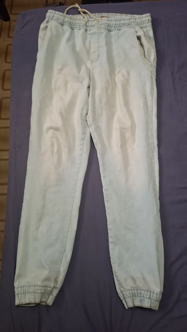 Calça Jogger Jeans Azul Claro