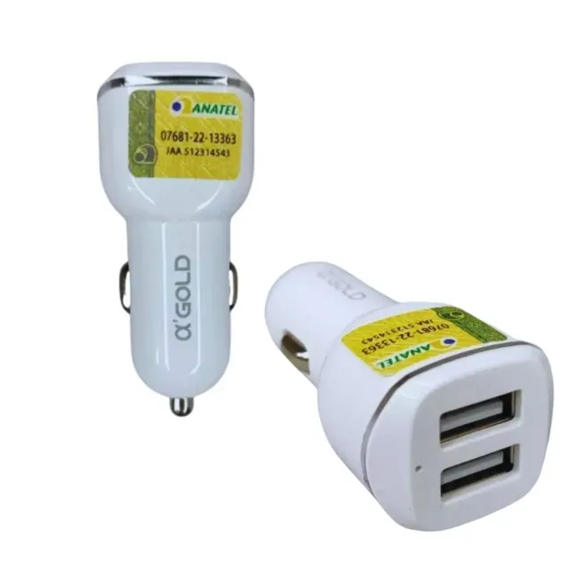 CARREGADOR PARA CARRO COM DUAS SAÍDAS USB A?GOLD CJ11