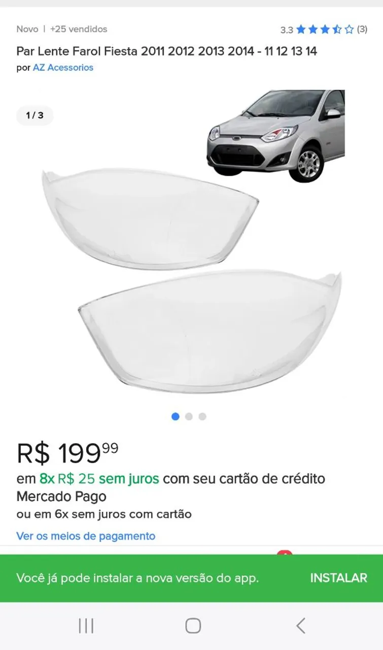 Par de Lentes de Farol para Fiesta 2011 a 2014