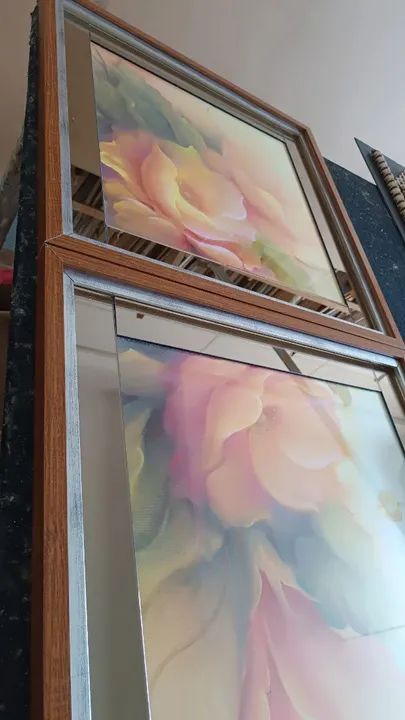 Conjunto lindíssimo de quadro espelhado 60 por 60decorativos abstratos - Flores - Foto 2