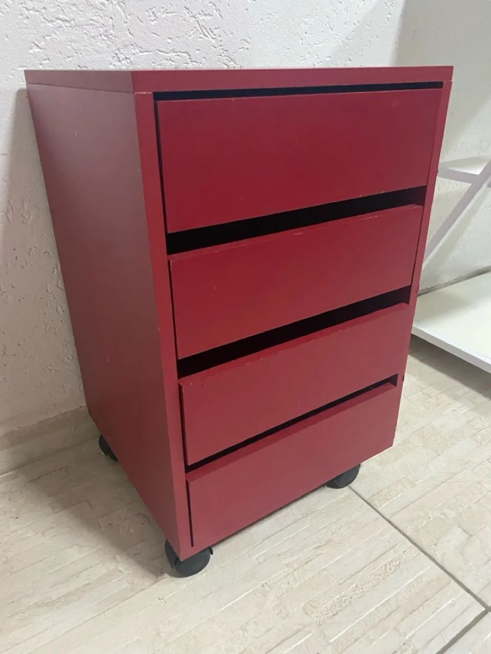 Gaveteiro 4 Gavetas Vermelho - Novo - Foto 2