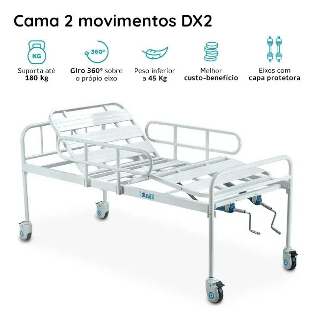 Cama Hospitalar Dx2 2 Movimentos Até 180 Kg Dellamed - Foto 2