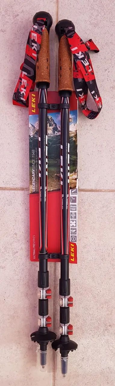 LEKI Bastões de trekking Ultratrail Carbon dobráveis e leves