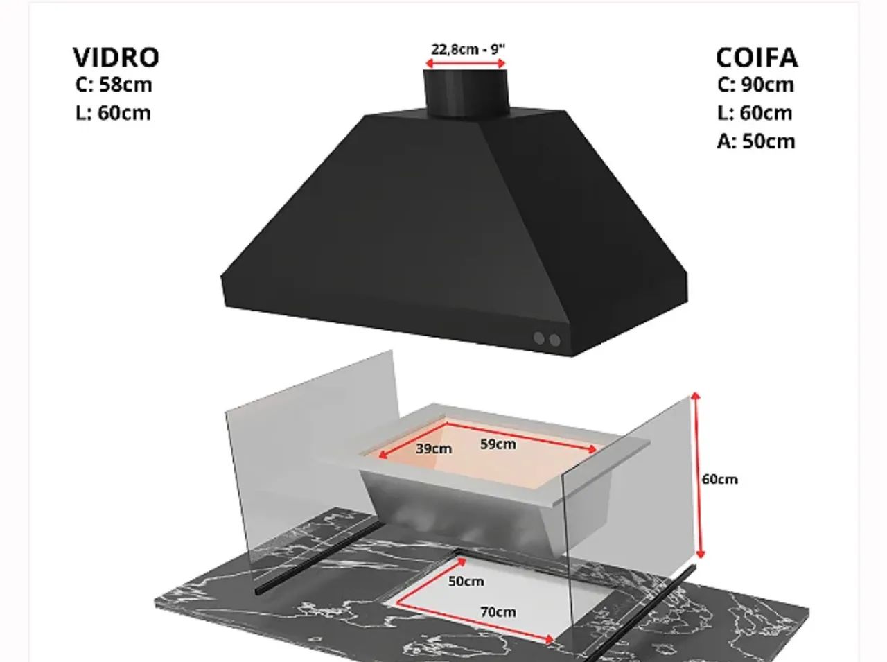 Churrasqueira - Inox - Nova Duto, iluminação, vidro e exaustor - Foto 4